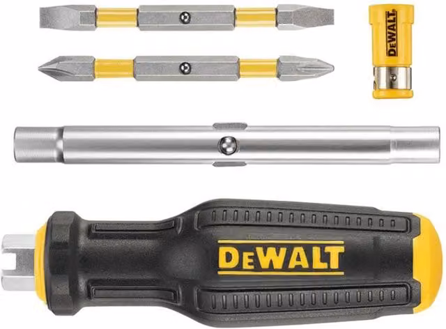 DeWalt Full Fit 6-Way Multi-Bit Manual Screwdriver in Black, Yellow and Silver