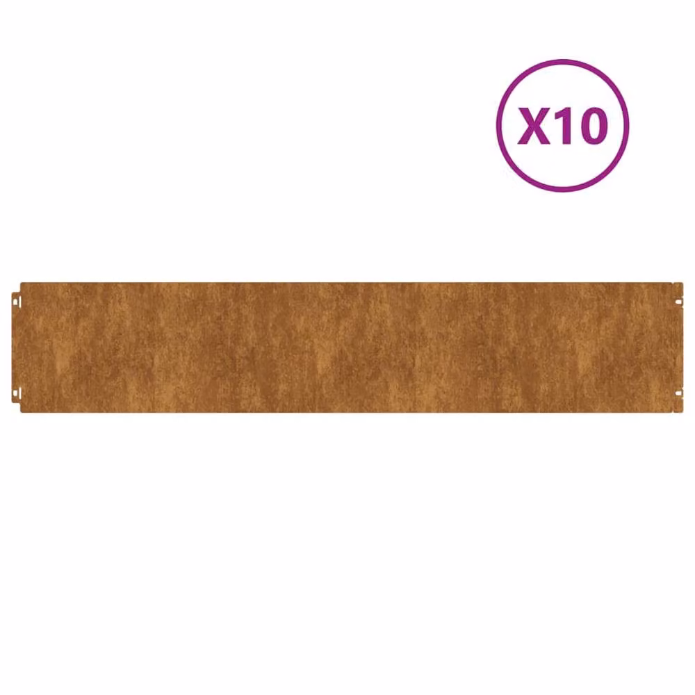 Berkfield Home Flexible Corten Steel Lawn Edgings, Brown, 10 Pieces, W/H: 20 x 103 cm – 2