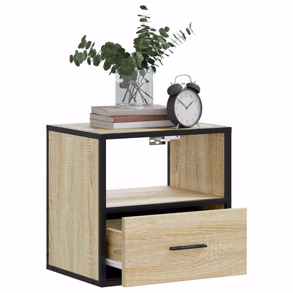 Berkfield Home Set of 2 Wall-mounted Bedside Cabinets in Sonoma Oak Brown, W: 40 cm, D: 31 cm, H: 39.5 cm – 3