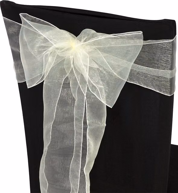 Neel Blue Organza Chair Sashes in Ivory and Beige for Party Decoration, W: 17 cm, L: 280 cm
