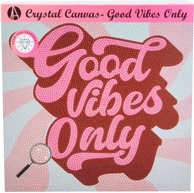 Art Studio Good Vibes Only Pink Crystal Canvas Kit for Adults