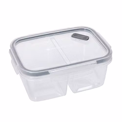 MasterClass Transparent Snap Divided Lunch Box with Compartments and Leakproof Lid