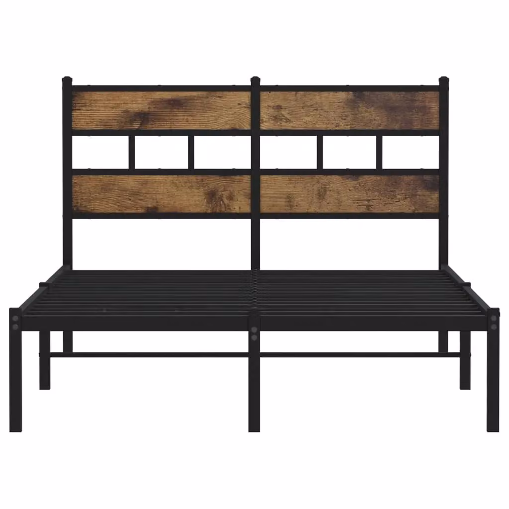 Berkfield Home Metal Bed Frame in Smoked Oak Brown, W/D/H: 120 x 200 cm – 3