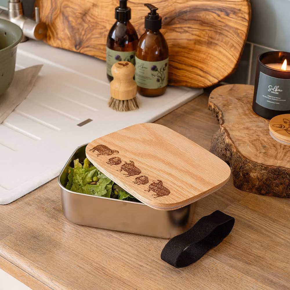 Selbrae House Sheep Lunch Box in Light Oak Brown Wood – 2