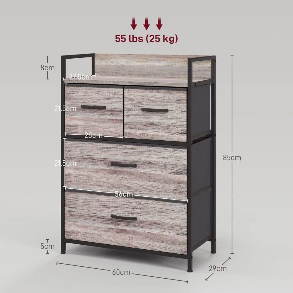 Wyld Haus Doyo Elso Grey Wood Effect 4 Drawer Rustic Storage Chest – 3