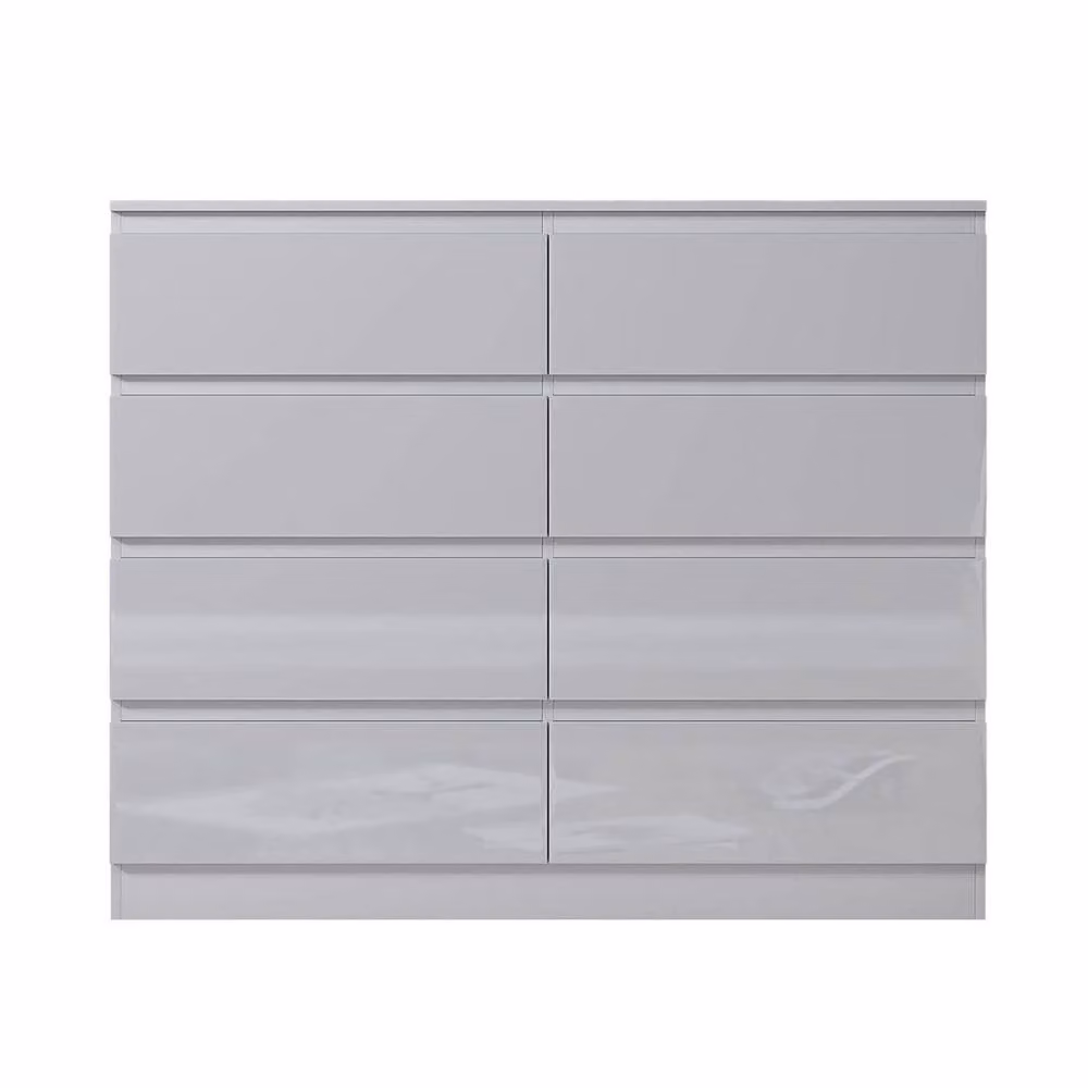 SPETLEK White Glossy 8 Drawer Chest of Deep Drawers – 4