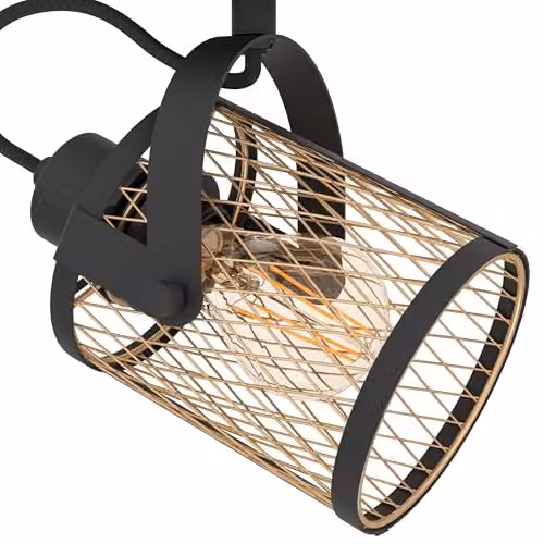 Eglo Dellow Industrial 3-Flame Spotlight Bar Ceiling Lamp in Black and Gold/Brass – 3