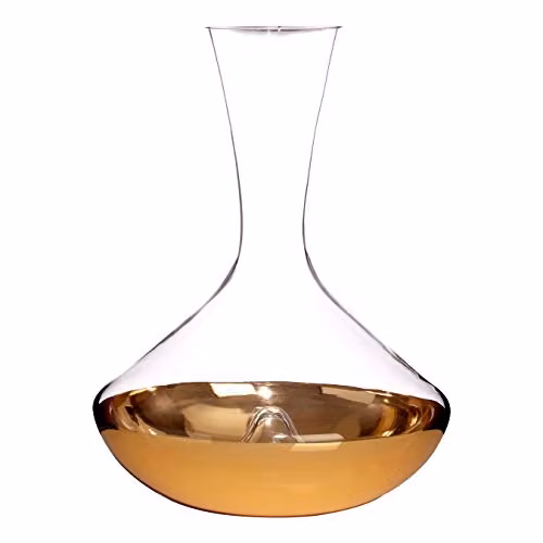 Orsina Handcrafted Glass Carafe with Gold Dip, Transparent – 1