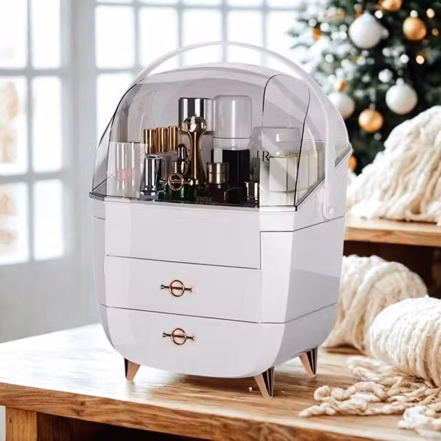 Smartbies Dustproof Women's Makeup Organiser with Drawer in White – 1