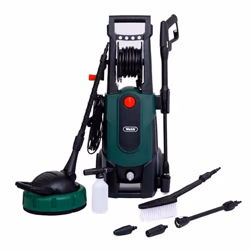 Webb WEPW2200 165 Bar Mains Pressure Washer with Accessories, Green