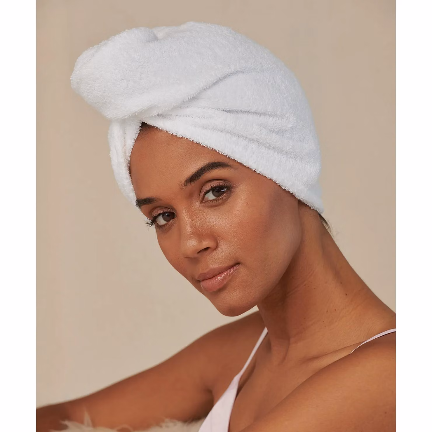 Towel City White Microfibre and Terrycloth Hair Wrap Towel with Hanging Loop – 2