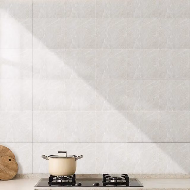 Livingandhome 10-Piece Self-Adhesive Marble PVC Wall Stickers in Beige and White Stone Look
