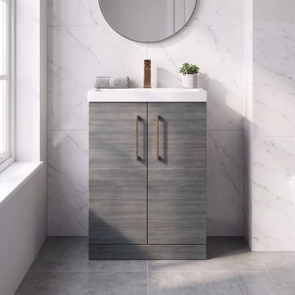 Balterley Anthracite Grey 2-Door Bathroom Floor Vanity Unit with Basin W/D/H: 60 x 60 x 84 cm – 2