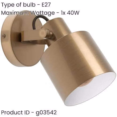 Loops Modern Metal Tabletop Cylinder Lamp in Gold/Brass and White, Width: 11.0 cm