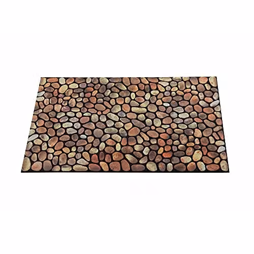 Nicoman Pebble Stone Pattern Rectangular Doormat, Brown, W/D/H: 60 x 40 x 1 cm – 3