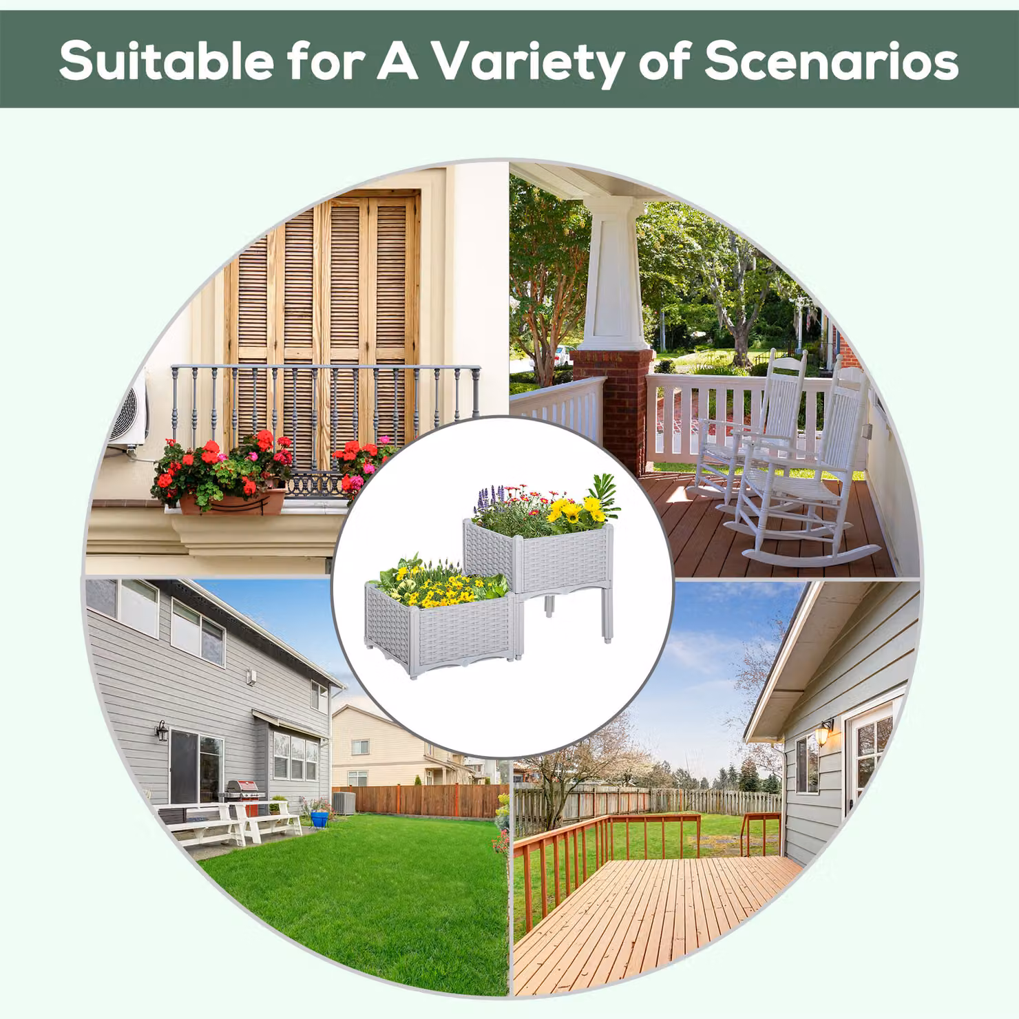 Outsunny Set of 2 Grey Raised Garden Planter Boxes for Vegetables and Plants, W/D/H: 40 x 40 x 44 cm – 4