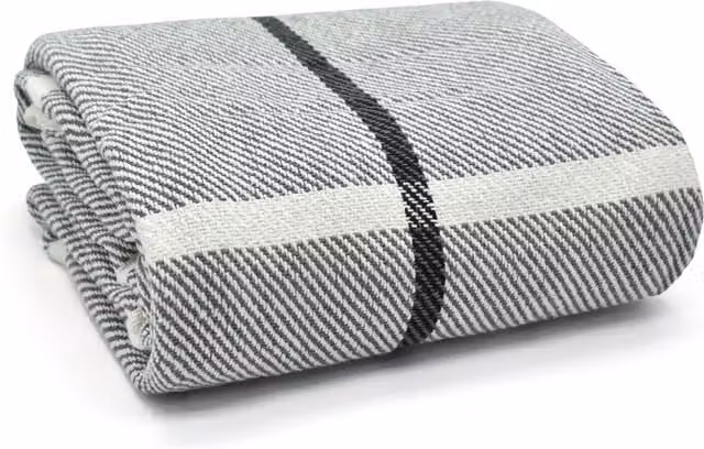 Velosso Modern Chic Striped Cotton Woven Throw Blanket in Grey and White, W: 50 cm, L: 75 cm