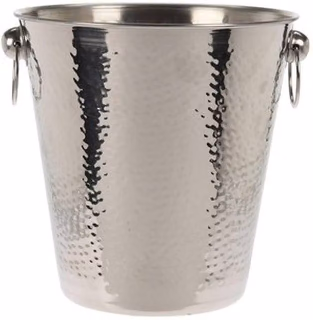 NESTLUNE Hammered Stainless Steel Ice Bucket in Silver, W/D/H: 100 x 100 x 100 cm