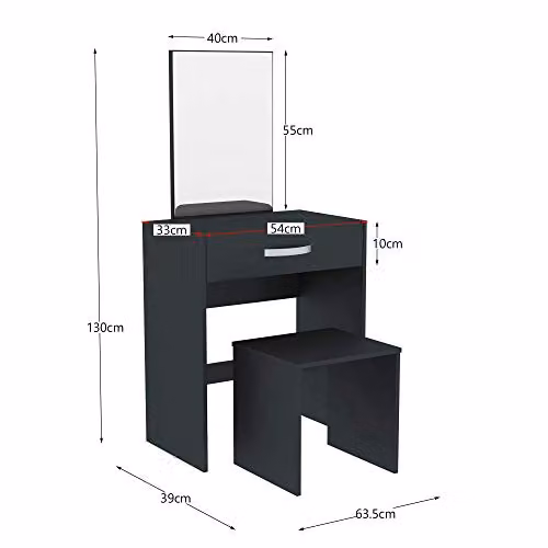 Vida Designs Isla Dressing Table and Stool Set in Black – 5