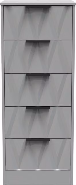 Ready Assembled 2 U Washington 5 Drawer Tall Bedside Chest in Grey