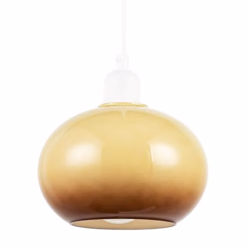 Happy Homewares Amber Glass Globe Pendant Lamp Shade in Rounded Sphere Form, W/D/H: 18 x 18 x 12 cm