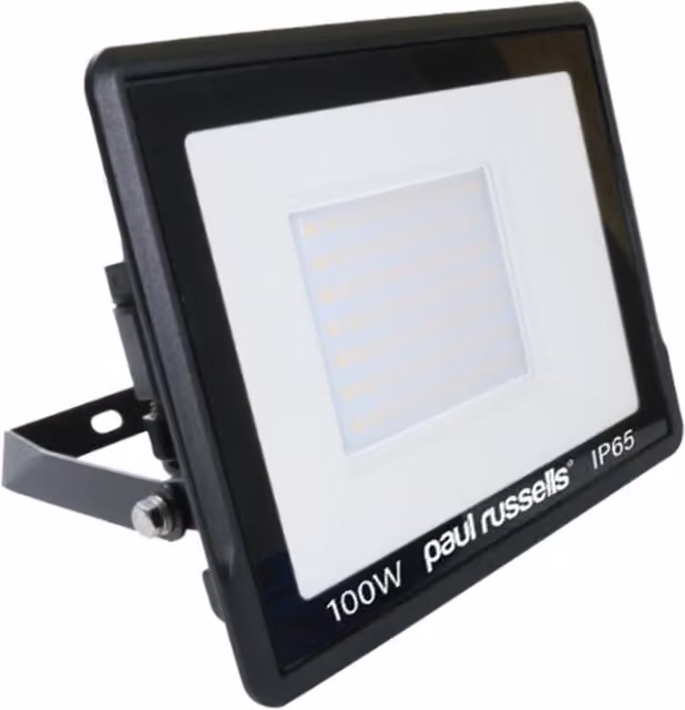 Paul Russells 100W LED Floodlight, 10000lm, 6500K Cool White, IP65, Black or White