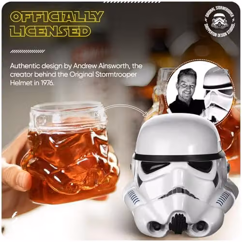 Thumbs Up Stormtrooper Helmet Shaped Whisky Glass Set of 2, Transparent, 300ml Each – 3