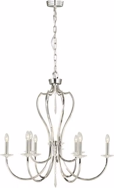 Loops 9 LED Chandelier in Silver with Crystal and Metal, E14 60W
