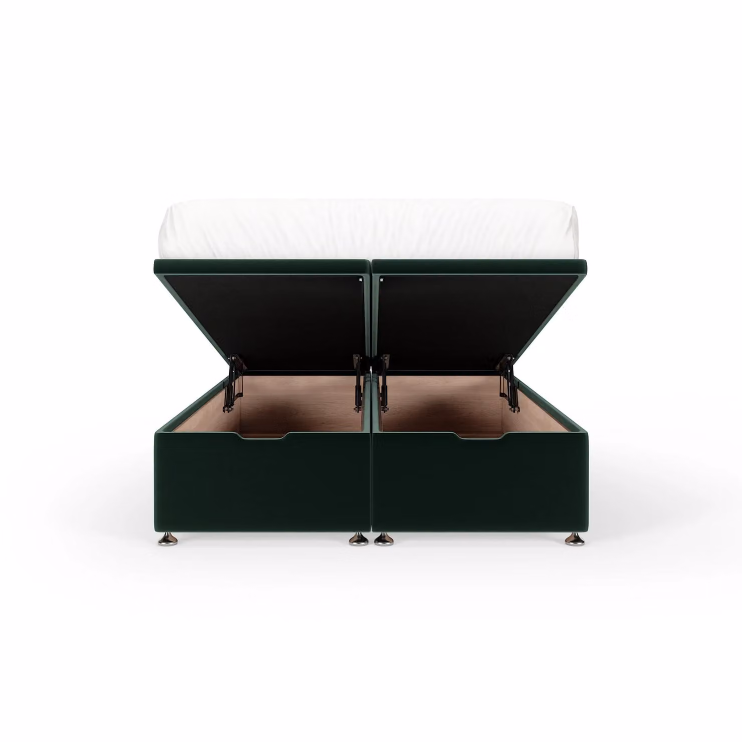 Bedmaster Super King Plush Velvet Ottoman Divan Base and Lined Headboard in Emerald Green, W/D/H: 200 x 200 cm – 2