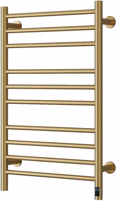 Bathroom Kingdom Arnage Brushed Brass Straight Heated Towel Rail, Gold, H: 80 cm, W: 50 cm