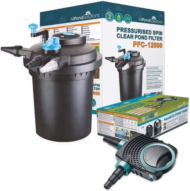 AllPondSolutions PFC-12000-KIT Easy Clean Pressurised Pond Filter, Black