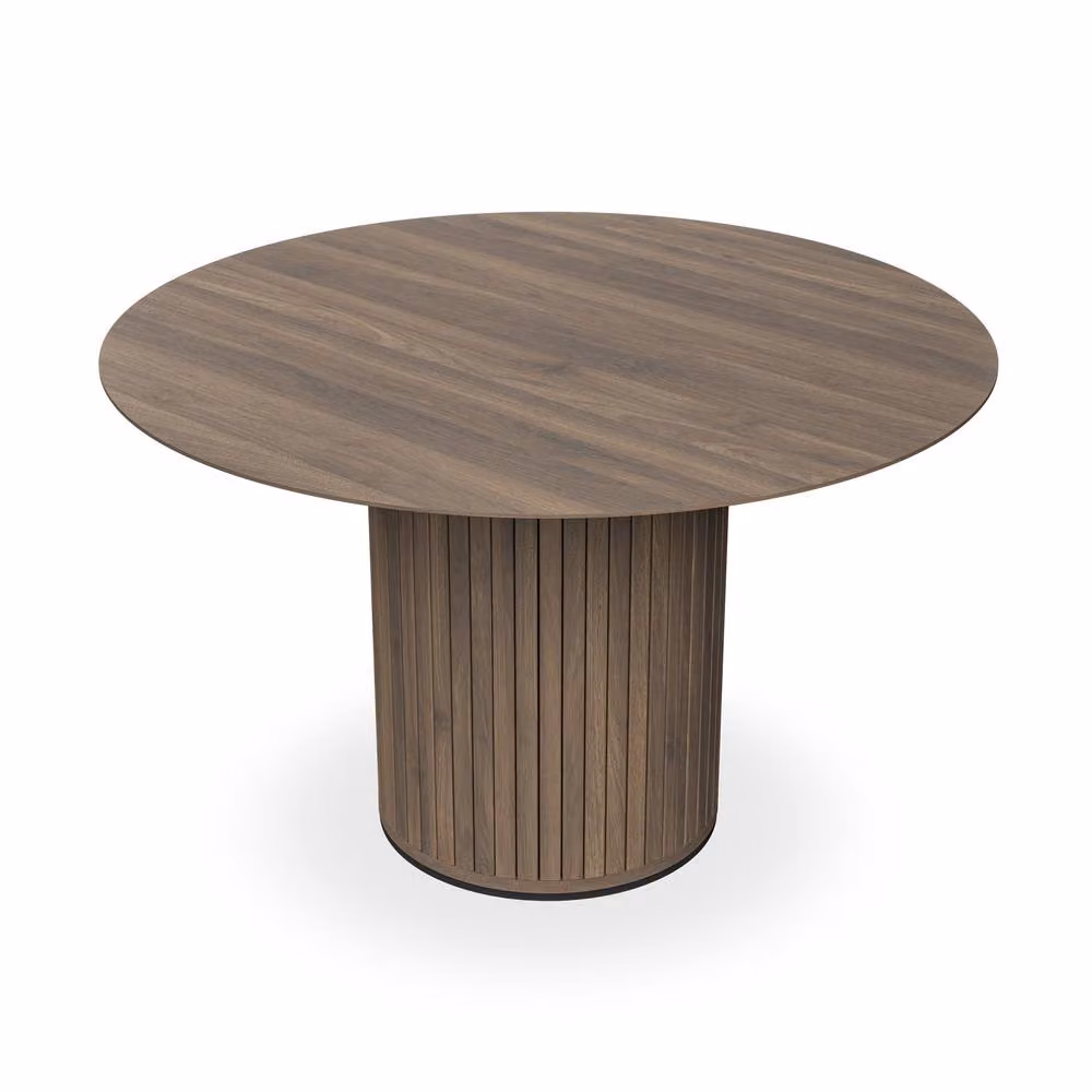 More4Homes Arlo Walnut Round Dining Table and 6 Raye Grey Velvet Chairs Set – 2