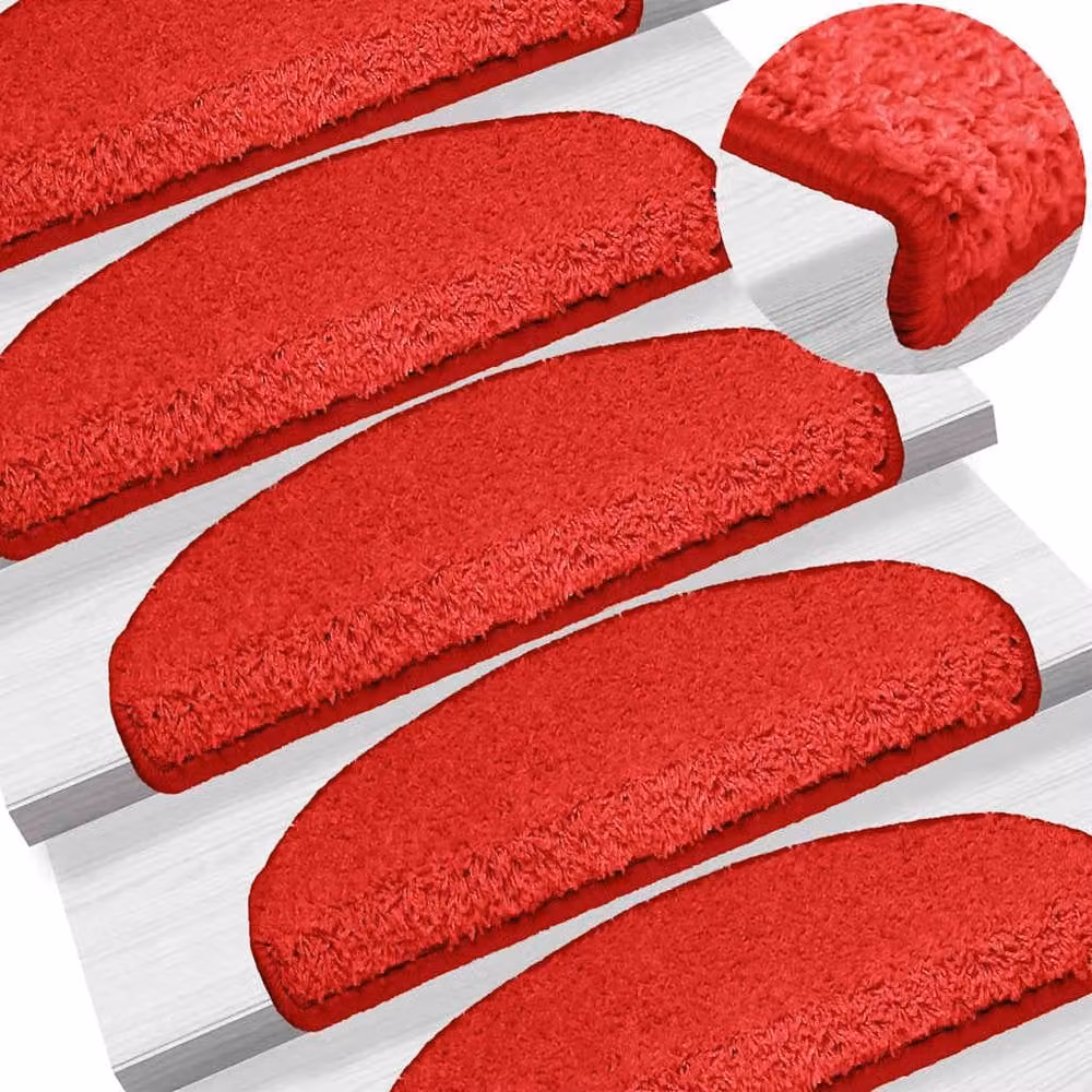 Berkfield Home Decorative Red Carpet Stair Treads, 15 Pieces, W: 65 cm, D: 21 cm, H: 4 cm – 2