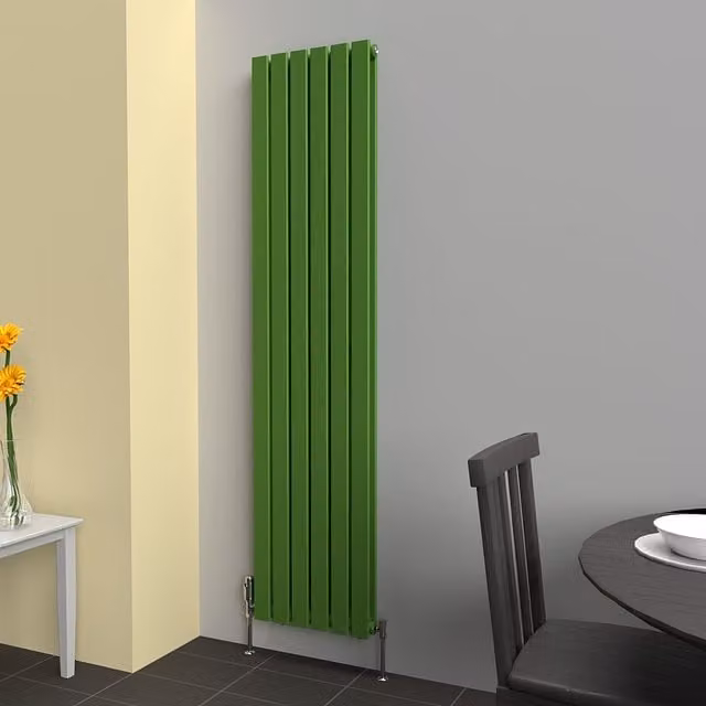 Lux Heat Flat Coloured Vertical Steel Radiator in Apple Green, H 180 cm x W 42 cm