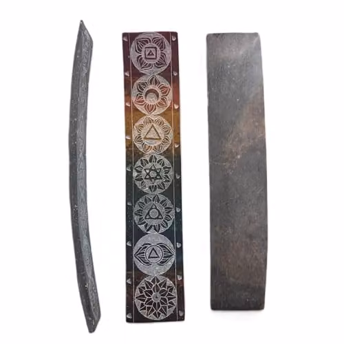 KDMD Seven Chakra Soapstone Incense Holder, Multicolour, W: 26 cm, H: 5 cm – 4