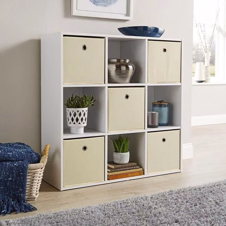 Home Source 9 Shelf Wooden Cube Storage Bookcase and Display Unit in White