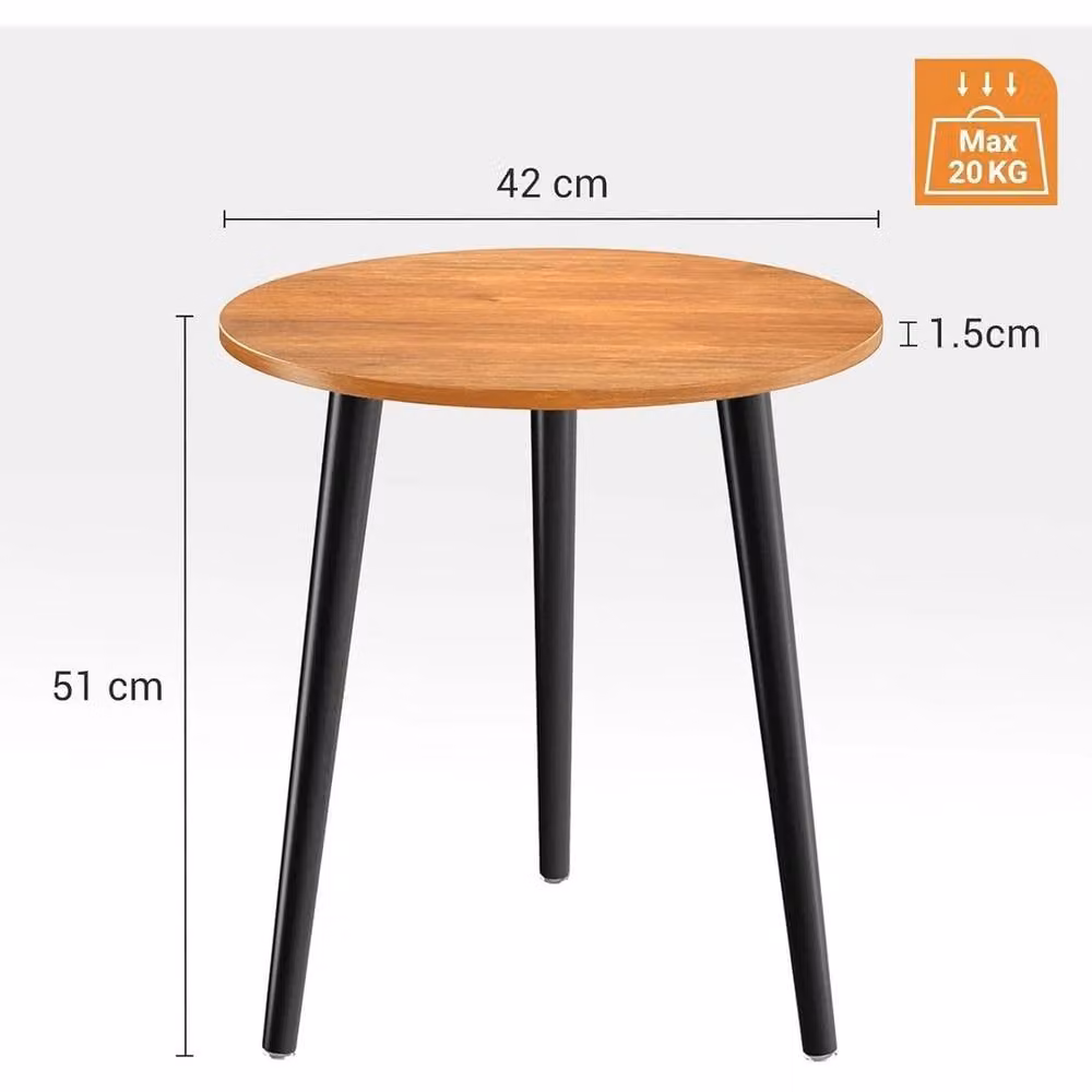 FORGEVIO Small Round Wood End Coffee Table in Brown and Multicolour – 2
