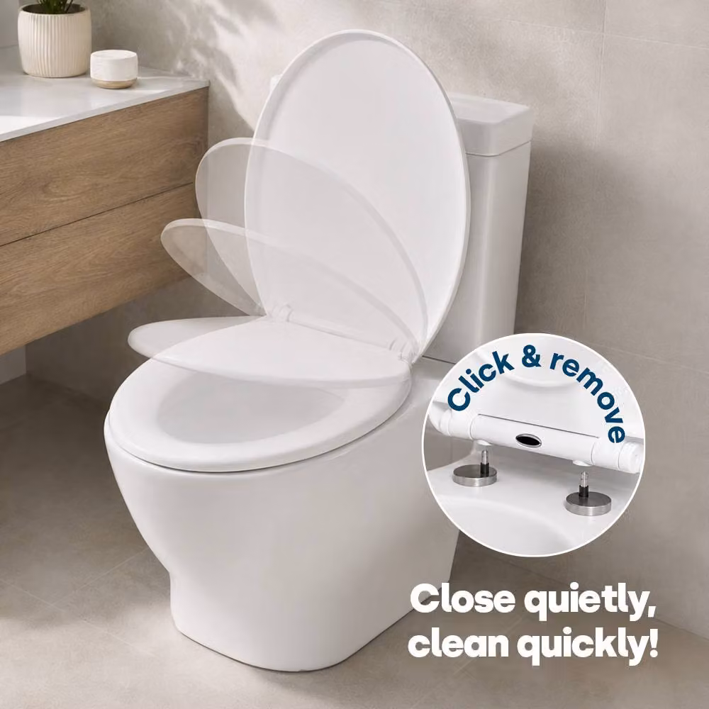 LIVIVO Oval Soft Close Toilet Seat with Quick Release Button, White – 2