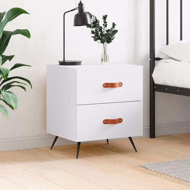 Berkfield Home White Modern Bedside Cabinet W/D/H: 40 x 35 x 47.5 cm – 1