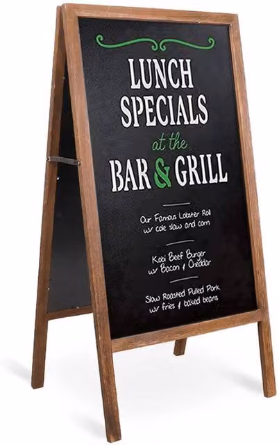 FLAVORA Brown Wooden Free Standing A-Board Pavement Display Chalkboard