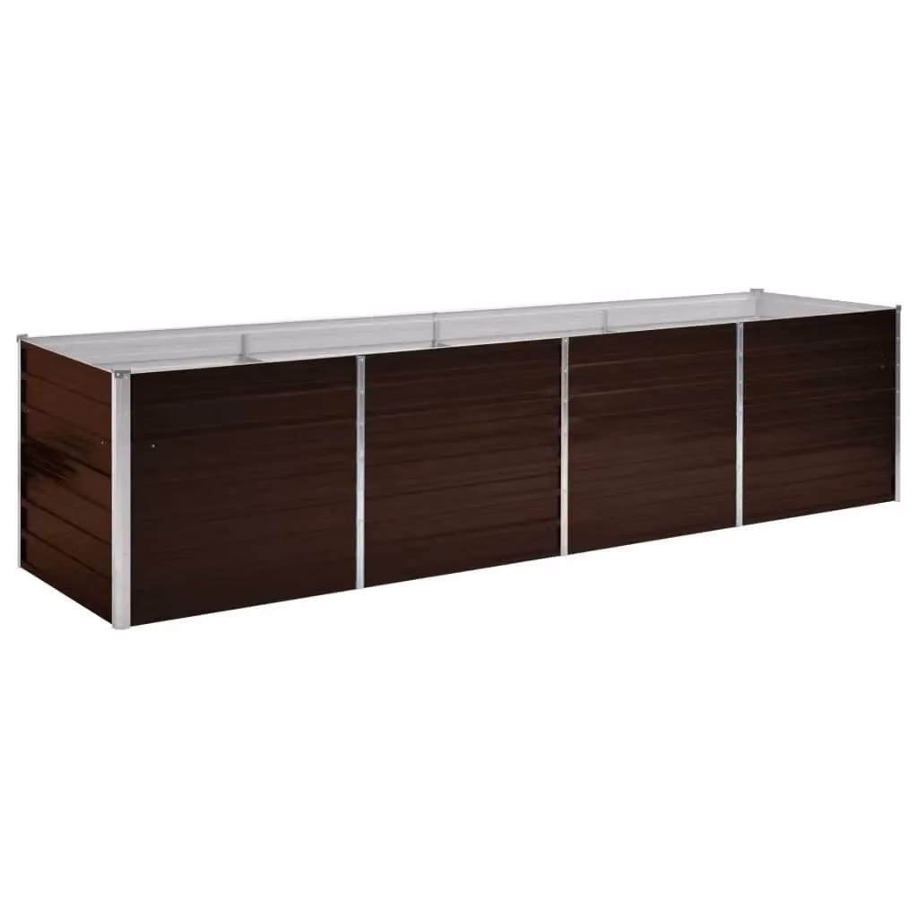 Berkfield Home Garden Brown Galvanised Steel Raised Bed W/D/H: 320 x 80 x 77 cm – 2