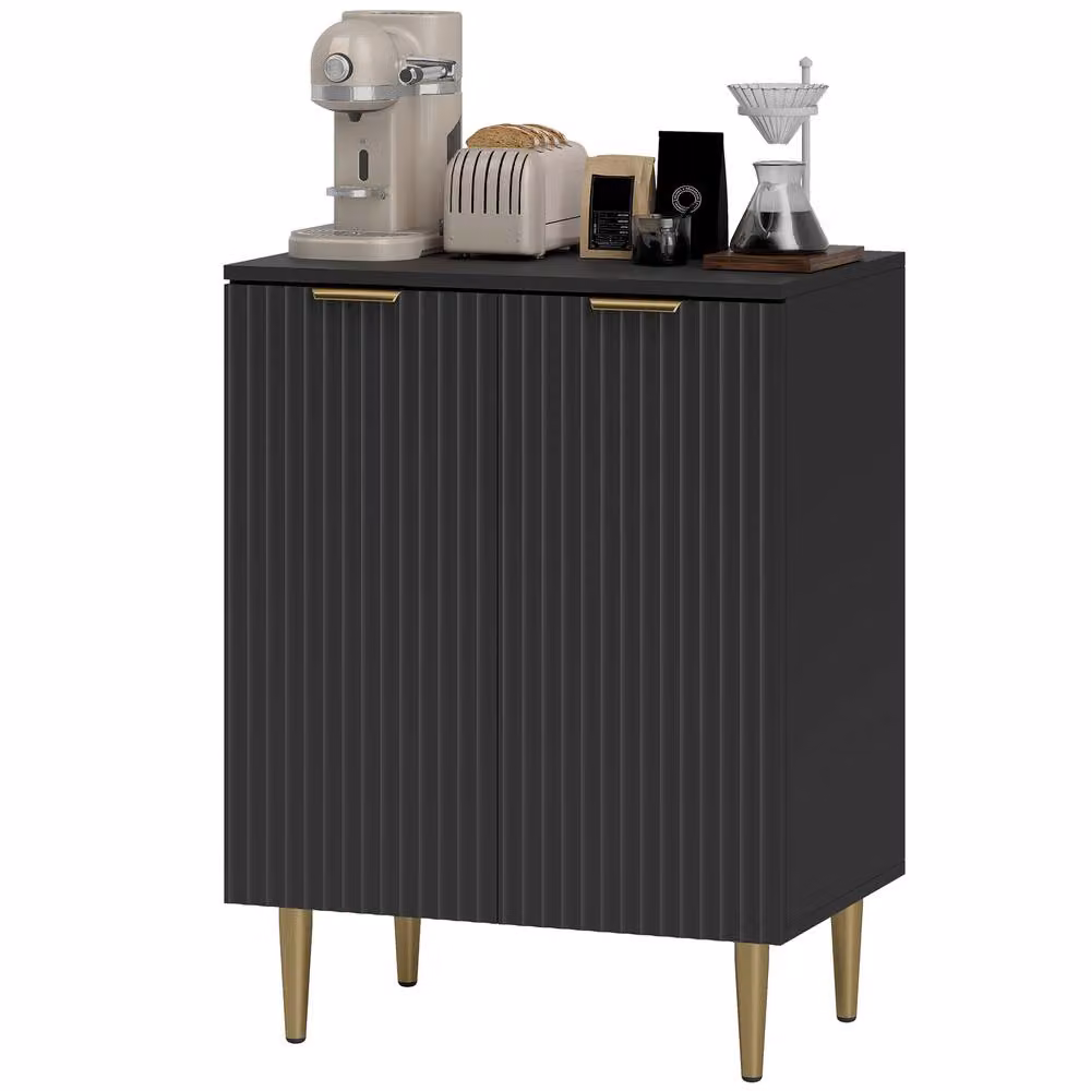 STILVORA Modern Black Sideboard Storage Cabinet with Adjustable Shelves – 3