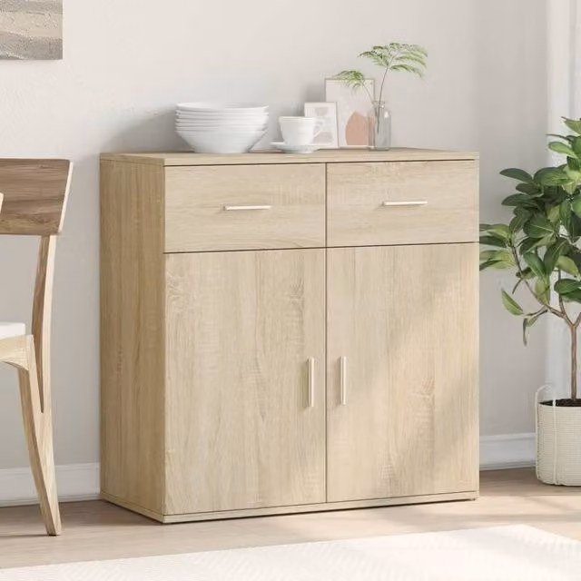 Berkfield Home Sonoma Oak Sideboard in Light Oak, W/D/H: 79 x 38 x 80 cm – 1
