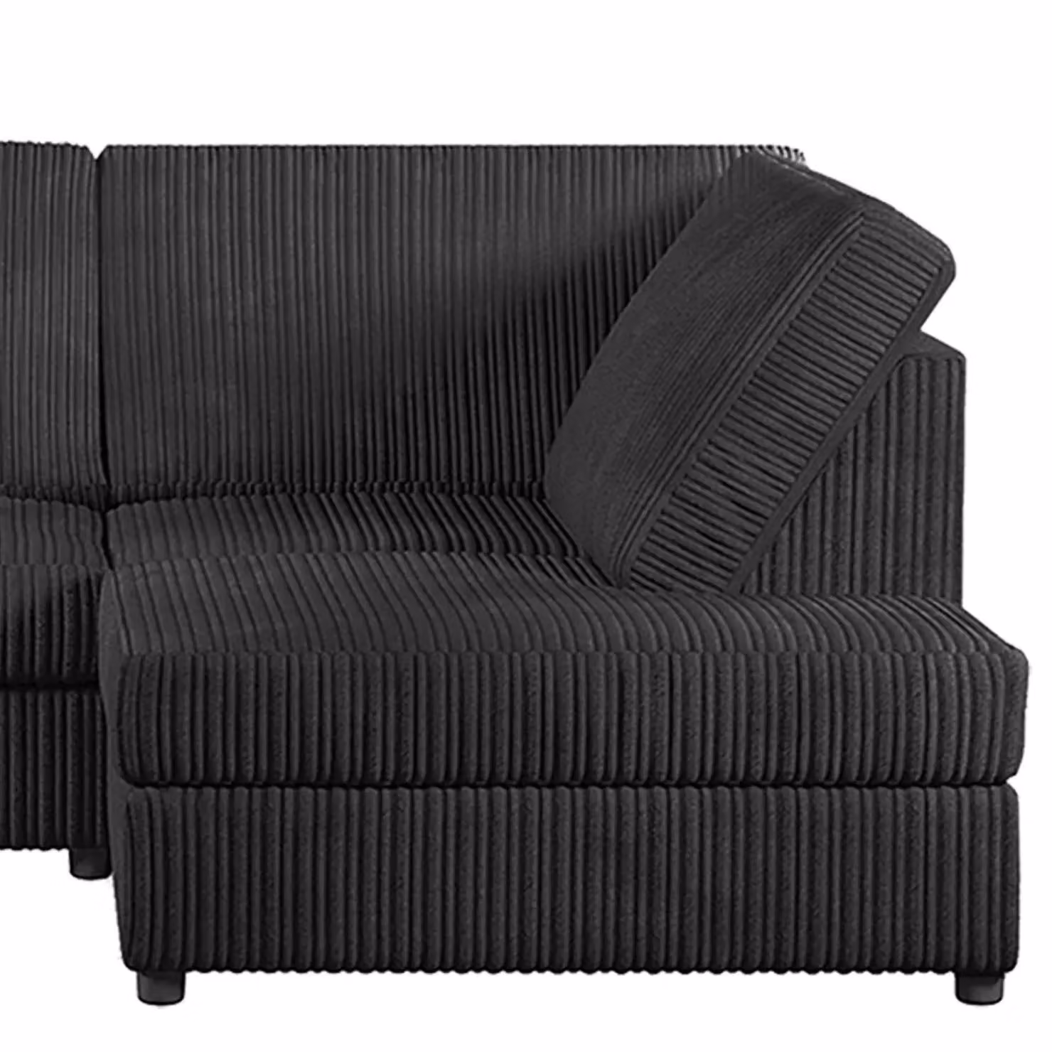 Furnishings For Less UK Luxor 5 Seater L-Shape Corner Sofa in Black Jumbo Cord, Right Hand Facing – 3