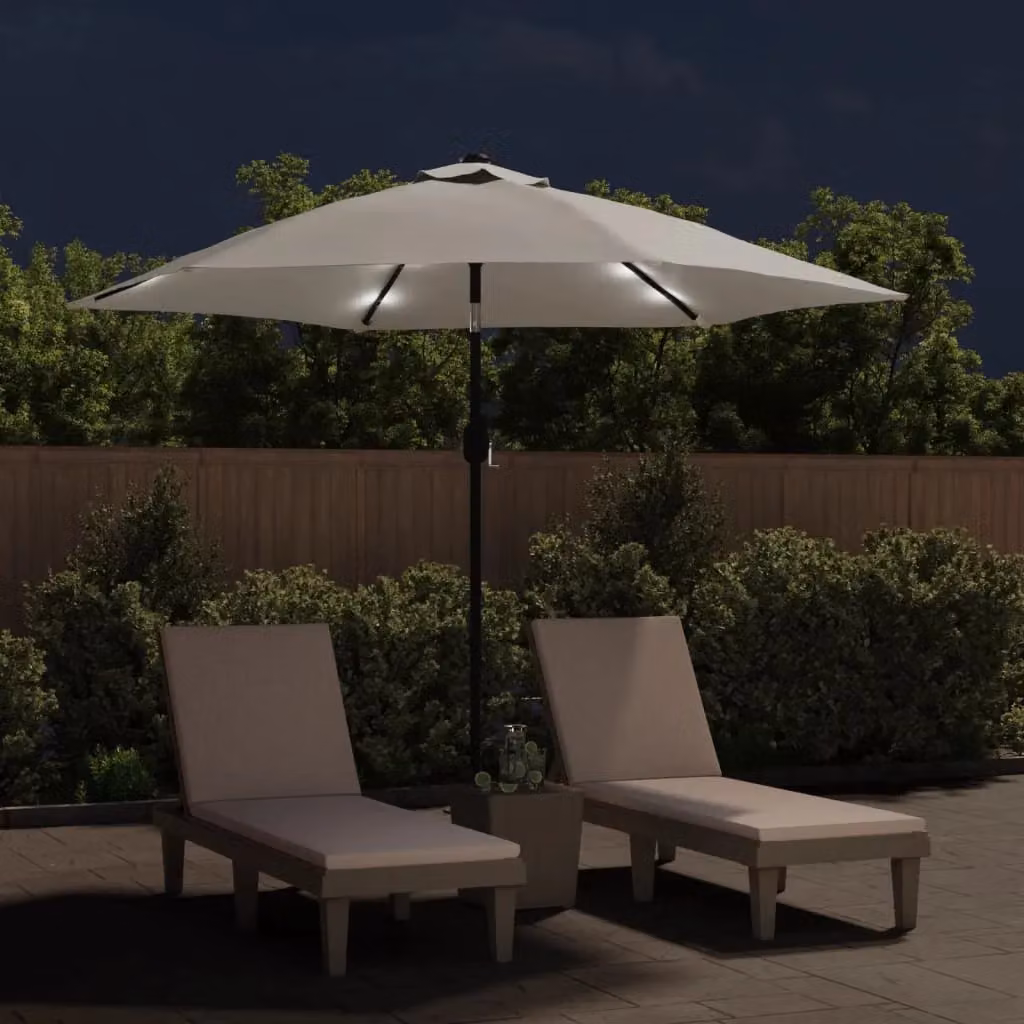 Berkfield Home LED Cantilever Garden Umbrella in Sand White, 3 m – 2