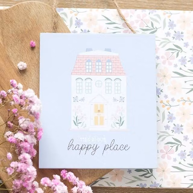 Uniqueful This Is Our Happy Place Pastel House Hanging Sign in Blue