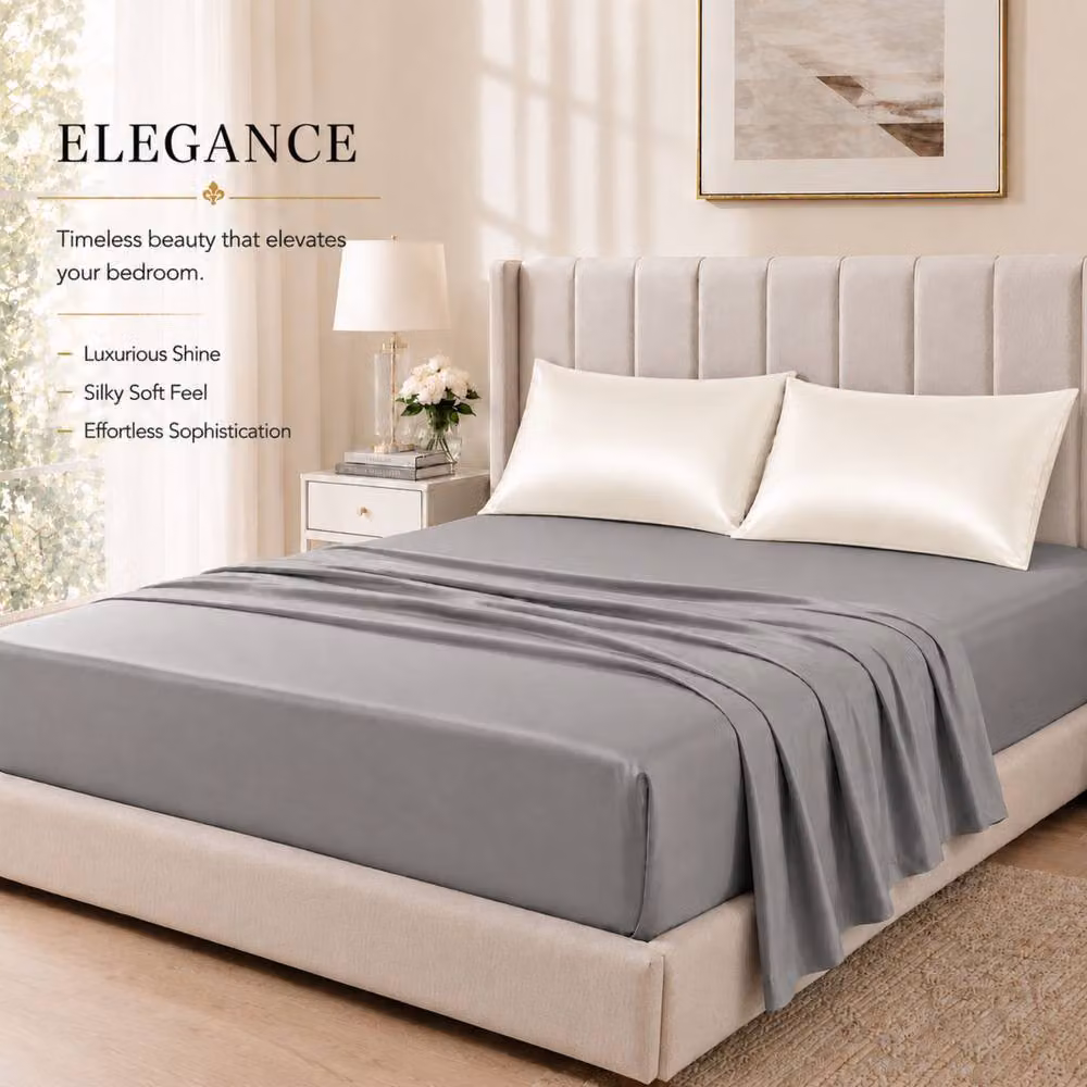 Pamposh Luxury Mako Satin Silk Pillowcase Set of 6 in White or Beige – 2