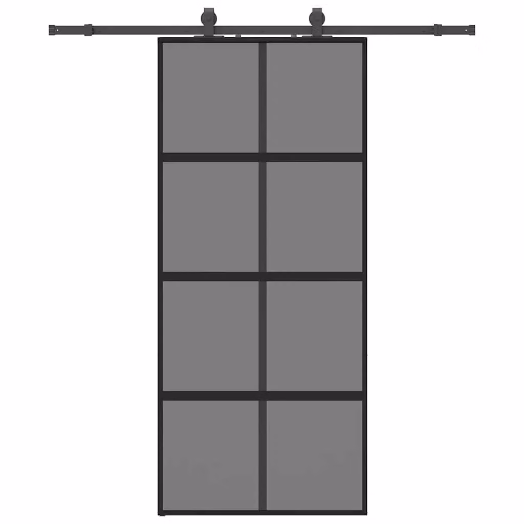 Berkfield Home Modern Black Sliding Glass Door with Hardware Set W: 90 cm, H: 205 cm – 2