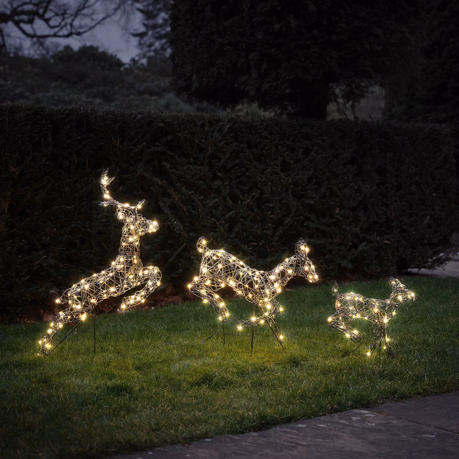 Lights4fun Harlow Leaping Light Up Reindeer Family Outdoor Christmas Plug In Decoration in White – 1