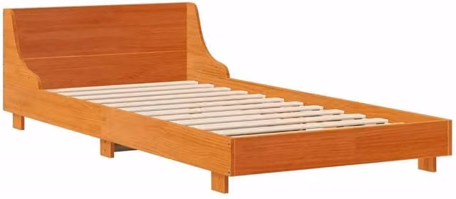Berkfield Home Modern Waxed Brown Solid Pine Wood Bed Frame, W/D/H: 100 x 200 cm